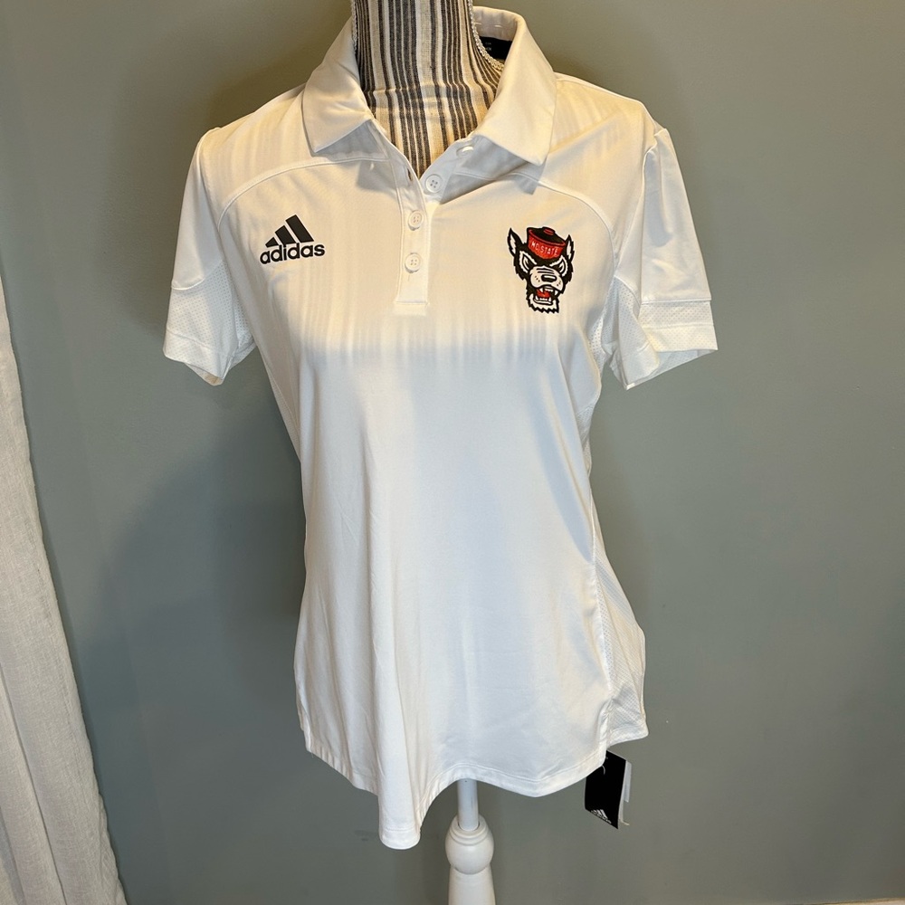 Adidas NC State Women's White Tech Polo M NWT